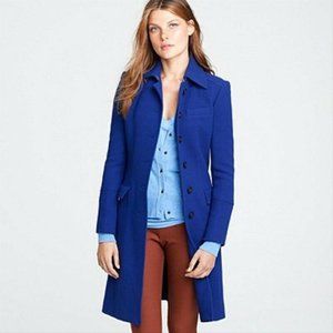 J. Crew Metro Double Cloth Royal Blue Wool Button Coat Size T10